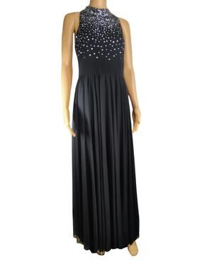 Black Crystal Whimsigoth Maxi Witchy Celestial Tank y2K Dress Fit Flare Size 8